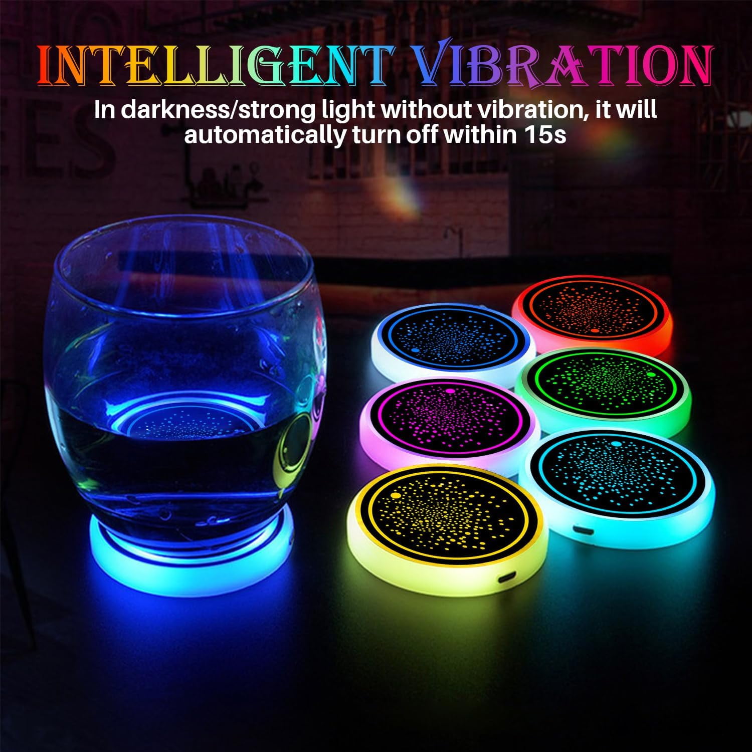 2Pcs LED Car Cup Holder Lights, 7 Colors Light Up Cup Coasters, USB Rechargeable Interior Lighting Accessories for Car Truck Vehicle Decoration