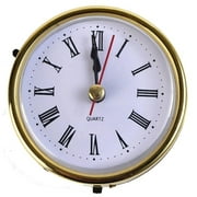 2-1/2" (65mm) Clock Quartz Movement Insert Roman Numeral White Face Gold Trim