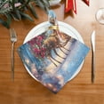 thumbnail image 2 of BZSMCE Satin Native Fab Cotton Dinner Napkin Reindeer Pulling Floral Sleigh Reusable, 2 of 8