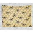 thumbnail image 1 of Bee Tapestry, Eco-Friendly Beekeeping Theme Honeycomb Cells and Bee Silhouettes Illustration, Wall Hanging for Bedroom Living Room Dorm Decor, 80W X 60L Inches, Charcoal Grey Beige, by Ambesonne, 1 of 2