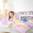 thumbnail image 3 of Metsweet Cute Floral Unicorn Twin Comforter Sets 2pcs, Gradient Rainbow Stars Print Bedding Set,1 Comforter and 1 Pillowcase, 3 of 6