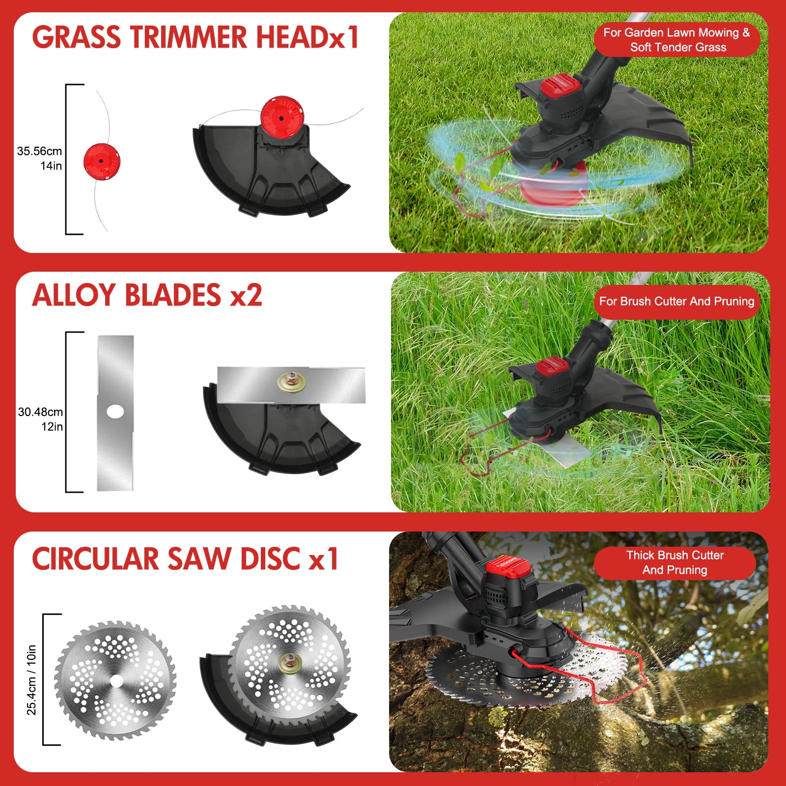 Cordless Brussless Weed Eaters with 1.5 Ah Battery, Grass String Trimmer for Wood Cutting Grass Cutting, 54 Ft Adjustable