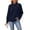 Navy, variant on Women's Quilted Textured Tops Waffle Knit Mock Neck Long Sleeve Drop Shoulder Shirts Loose Fit Solid Casual Pullover Blouses Purple