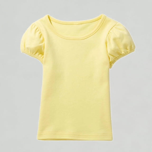Xijirk Girls T Shirts Soft Puff Sleeve Tee Casual Short Sleeve Top Comfortable Blouse,4-5 Years