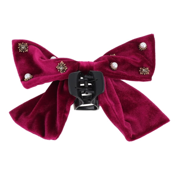 Unique Bargains 1 Pc Elegant Pearl Hair Clips Wine Red
