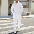 thumbnail image 5 of Fgvctg Sweatsuits Men 2 Piece Outfit Fall Sweatsuit Athletic Jogger Sweatpants Plus Size Fleece Tracksuits Oversized Sweatshirt Lounge Set with Pockets White M, 5 of 9