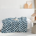thumbnail image 2 of LOMAO Throw Blankets Flannel Blanket with Checkerboard Grid Pattern Soft Throw Blanket for Couch, Bed, Sofa Luxurious Warm and Cozy for All Seasons (Navy, 50"x60"), 2 of 6