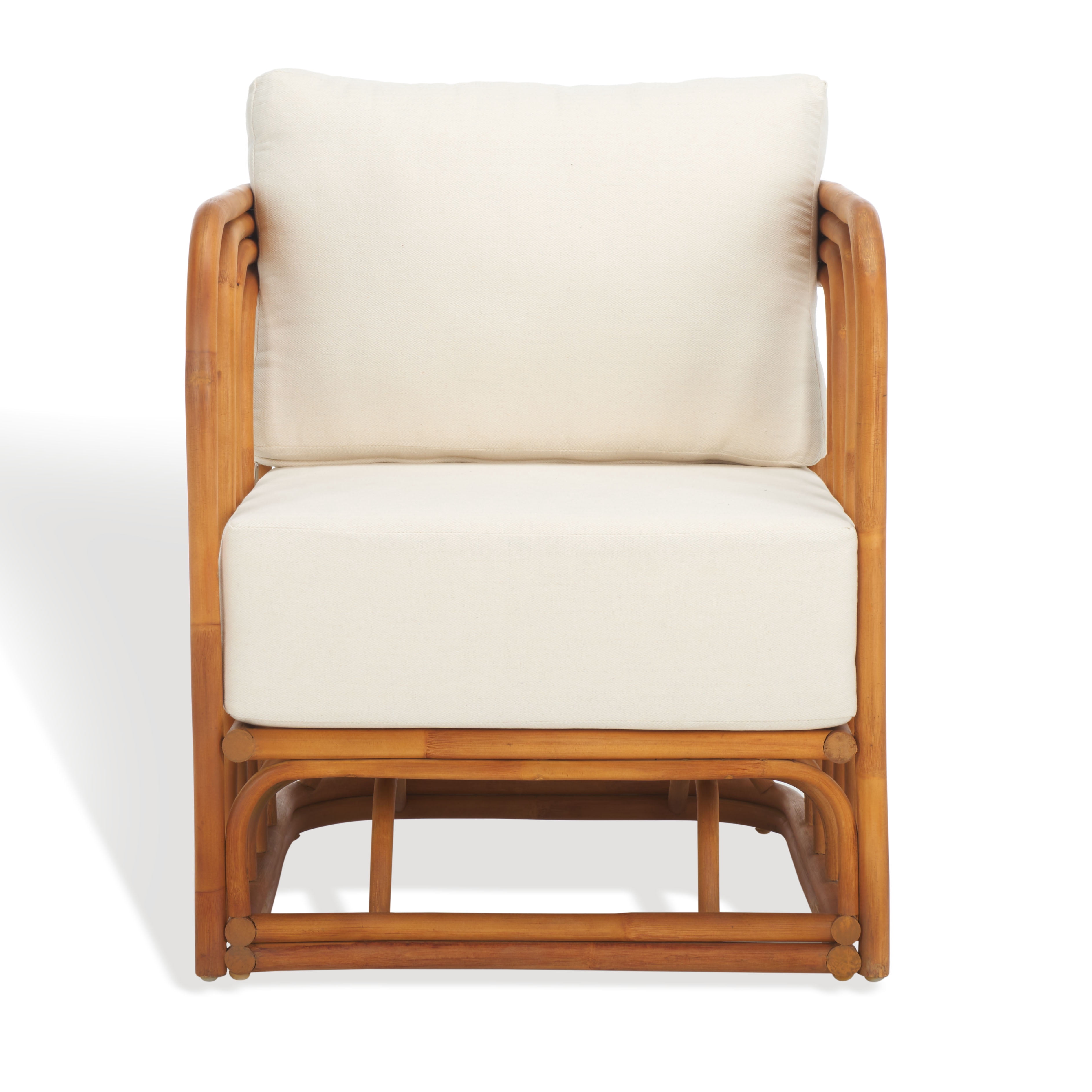 Safavieh Couture Harlowe Rattan Mid-Century Accent Chair, Natural/White