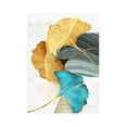 thumbnail image 5 of Ginkgo Leaf Canvas Wall Art Hanging Wall Decor 3-Piece Set, 17.72" x 35.43" Golden and Blue Plant Leaves Painting, for Kitchen, Living Room, Bedroom, Entryway (No Frame), by Kingtowag, 5 of 6