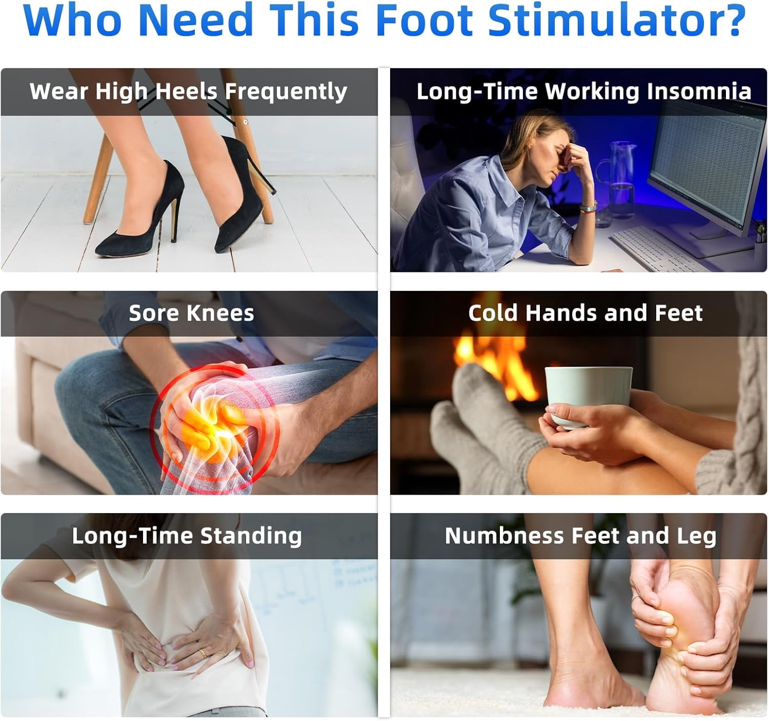 CNV Foot Nerve Muscle Stimulator Pro, TENS & EMS Foot Massager for Neuropathy, Circulation and Body Pain Relief, Electric Feet Legs Blood Circulation Machine, FSA or HSA Eligible