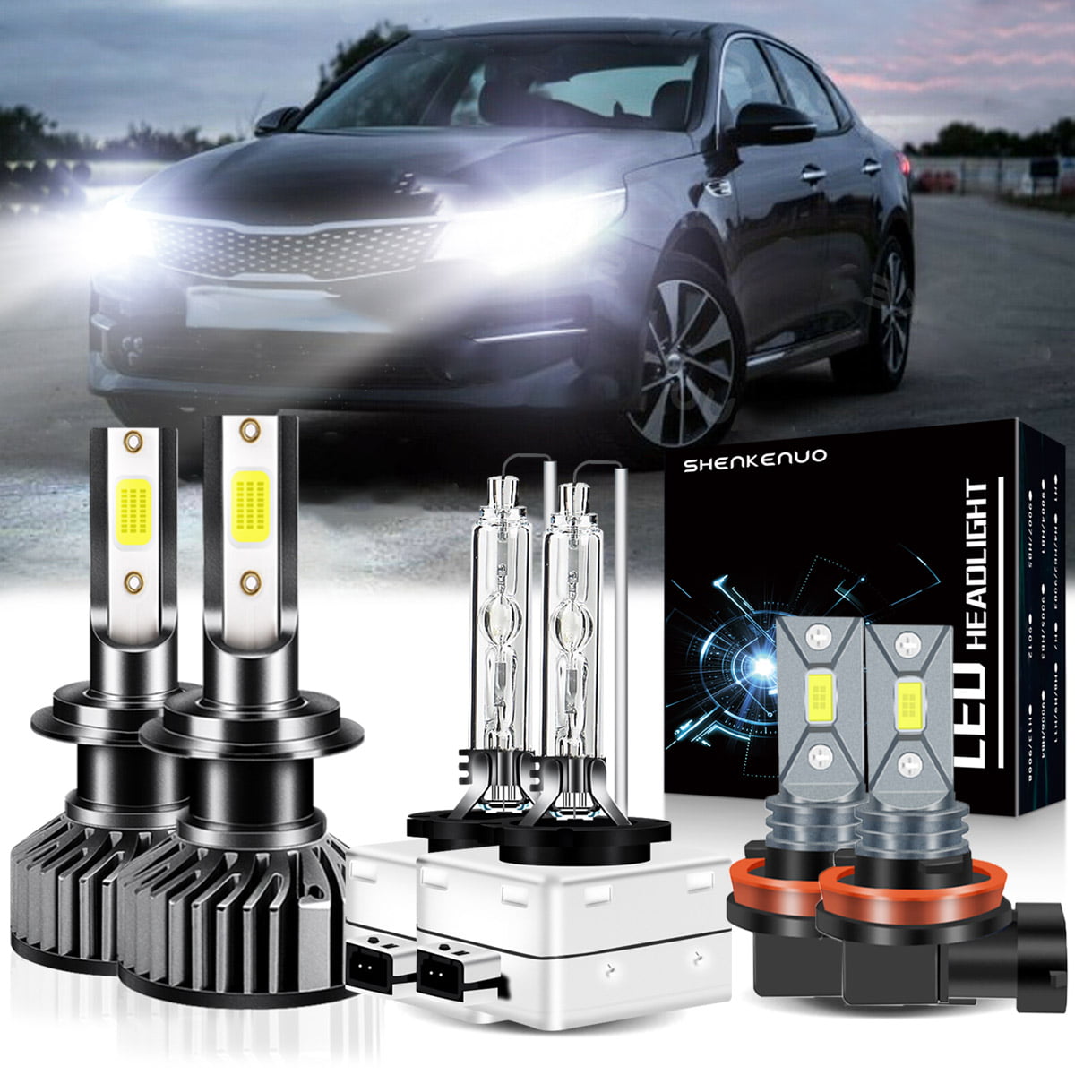 For 2014 2015 KIA OPTIMA-6pcs Car 6000K LED Headlight+Fog Light Bulbs Kit Combo