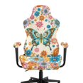 thumbnail image 2 of SEANATIVE Gaming Chair Covers 4 Piece Set, Computer Chair Slipcovers with Armrest Cover Stretchable Elastic Machine Washable Office Armchair Seat Protector, Boho Butterfly Daisy Flower Beige, 2 of 7