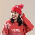 thumbnail image 4 of KelaJuan Christmas Hats for Adults Cute Snowflake Knit Beanie Caps Winter Warm Hats for Home Office Party, 4 of 6