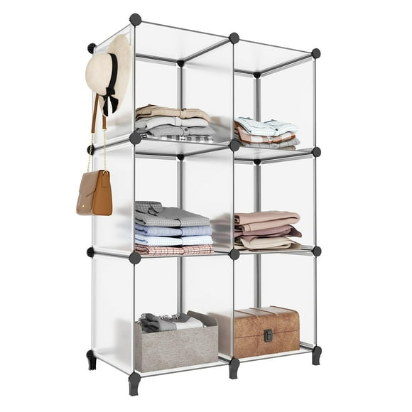 HOMIDEC 6-Cube Storage Organizer, Closet Organizer Storage shelf Bookcase Bookshelf with Metal Hammer, Storage Cubes Organizer Cabinet for Kids, Closet, Bedroom, Bathroom, (11.8x11.8x11.8 inch)