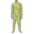 thumbnail image 3 of Fotbe Fresh Sweet Corn Pijama de Hombre con Estampado de Manga Larga, Conjunto de 2 Piezas, Ropa de Dormir Suave y Cómoda con Bolsillos-Small, 3 of 7