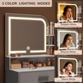 thumbnail image 6 of Small Vanity Desk with Mirror and Lights, 26.4" W Girls Vanity Set with Adapter, 3 Lighting Color Adjustable, Makeup Vanity Vanity for Girl, 6 of 9