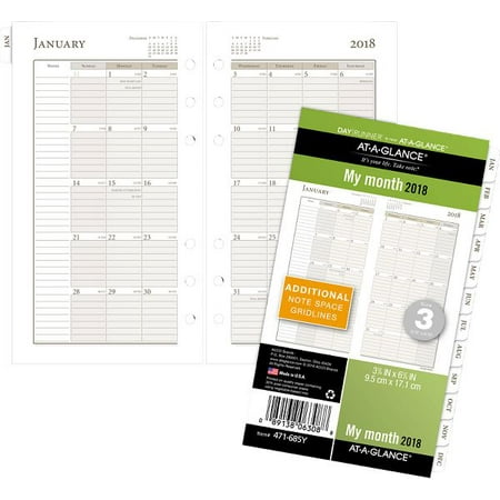 at a glance day runner monthly planner refill size 3 loose leaf
