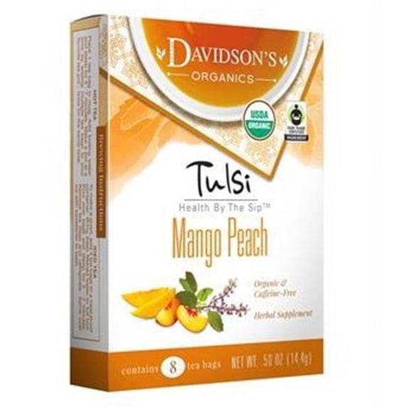 Davidsons Organics 1218 Single Serve Tulsi Mango Peach Tea - 100 Count