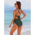 thumbnail image 3 of Conjunto de bikini Blooming Jelly para mujer, cintura alta, talla pequeña, verde, 3 of 6