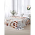 thumbnail image 5 of Orange Brown Eucalyptus Leaves Twim XL Size Flat Sheet, Wrinkleproof & Fadeproof Cooling Flat Bed Sheet Only, Botanical Farm Rustic Wood Breathable Soft Bedding Top Sheets 66 x 102 Inches, 5 of 8