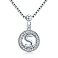 thumbnail image 6 of Alluring Letter Necklace | Platinum-925 Sterling Silver Adjustable Chain | Pave Charm Pendant Hypoallergenic | RJ Designs, 6 of 35