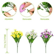pdqouc 3 Bundles Artificial Daisies Flowers Silk Cemetery Flower Daisy Memorial Bouquet for Hanging Window Box Home Table Centerpieces Decor