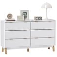 thumbnail image 2 of HOMCOM Fluted Dresser for Bedroom with 6 Drawers, 54" Wide Chest of Drawers with Gold Finger Pulls and 5 Wood Legs, White, 2 of 9