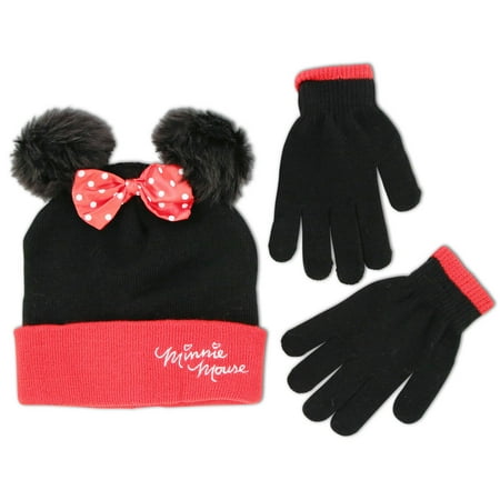 Disney Minnie Mouse Hat and Glove Cold Weather Set, Big Girls, Age 7-16