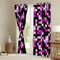 thumbnail image 3 of Manfei Abstract Pixel Black Out Curtains,Minimalism Geometric Checkered Curtains Pack of 2 (42x63 Each),Pink Black Bedroom Curtains For Girls Boys,Super Cozy Room Decor, 3 of 6