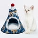 thumbnail image 4 of Bonita cama para perros y gatos, almohadilla para dormir, hábitat de felpa, caseta, caseta, acogedora cama cueva. Azul S, 4 of 7