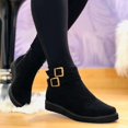 thumbnail image 3 of LEEy-world Women Shoes Boots for Women Womens Shoes Fashion Lightweight Round Toe Thick Sole Flat Suede Low Tube Metal Buckle Short Rain Boots for Women Cat (Black, 7), 3 of 5