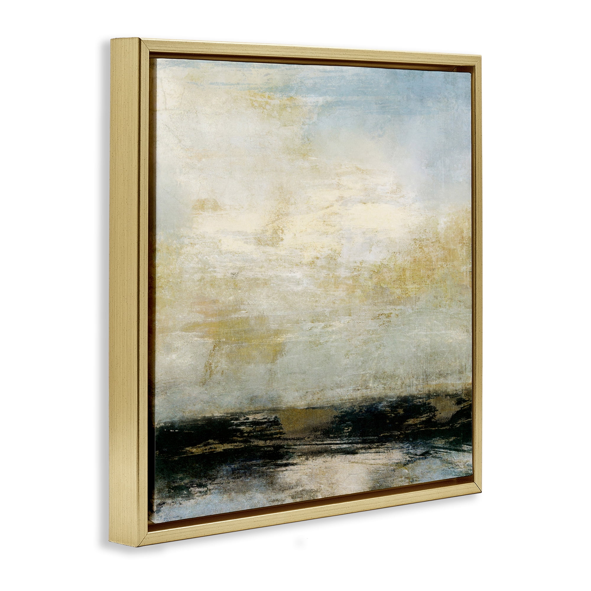 Stupell Industries Abstract Paint Streak Landscape Landscape Painting Gold Floater Framed Canvas Art Print Wall Art, 18 x 18
