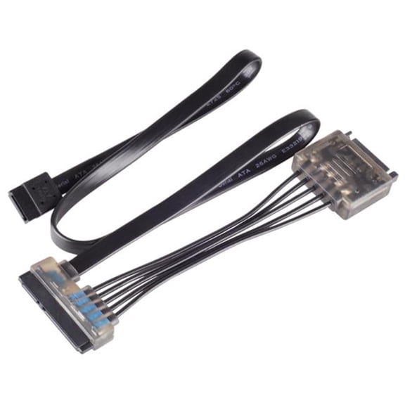 15 Pin SATA Power & Data LED Combo Cable - Black