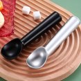thumbnail image 3 of antiadherente, anticongelante, cuchara de aluminio de una pieza, diseño resistente y duradero, fácil de limpiar, para helado, masa para galletas, sorbete, almendra, 2 piezas, negro y plateado, 3 of 5
