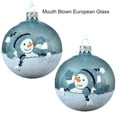 thumbnail image 4 of Snowmen Glass Ornaments - Set of 2 Blue European Glass Balls, 4 of 5