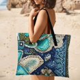 thumbnail image 4 of Intricate Teal Floral Tapestry Design Waterproof Picnic Blanket with Foldable Zipper, Suitable for Outdoor Use, Suitable for Travel, Camping, Beaches, Parks, Grasslands, Picnic Blanket Accessories, 4 of 7