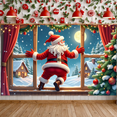 thumbnail image 6 of Festive Design Christmas Banner Santa Claus Polyester Material Window Decoration Winter Scene for Holiday Party Indoor Decoration Christmas Celebration, 6 of 8