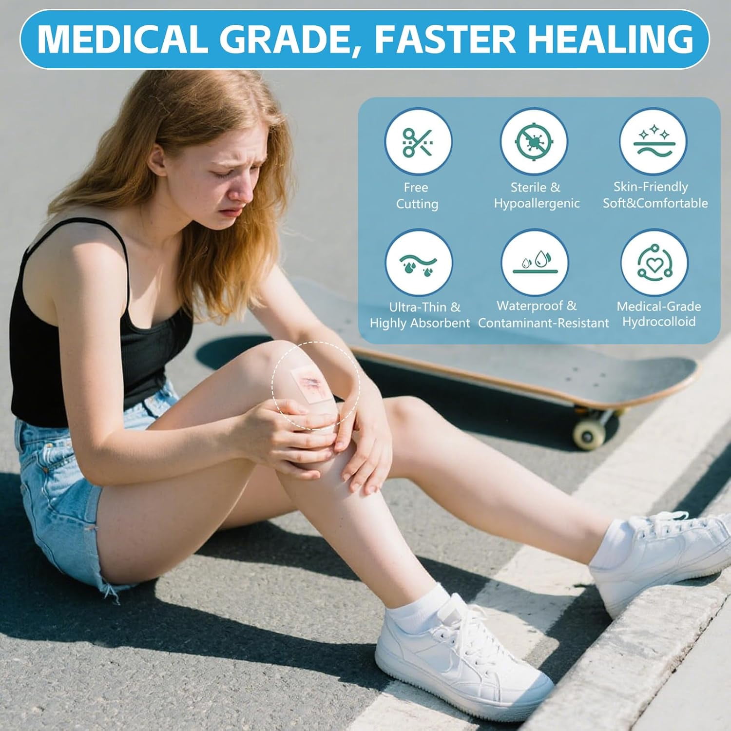 Hydrocolloid Dressing Roll for Wound Care, 4in*10ft, Cut-to-Size Patch, Hydrocolloid Bandages with Self-Adhesive, Ultra Absorbent, Flexible & Waterproof, First Aid Kit Essential