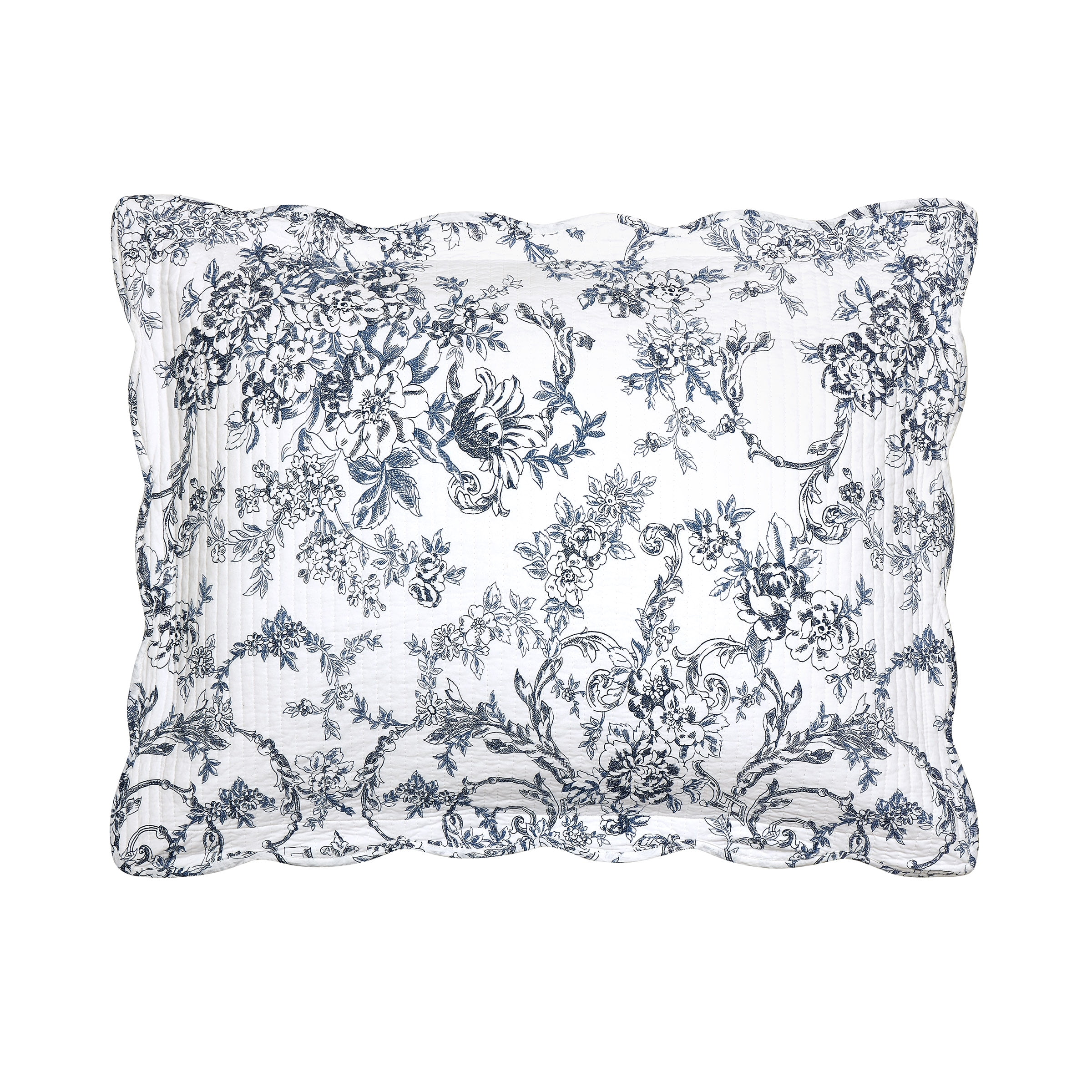 Modern Heirloom Garden Toile Blue 3-Piece Reversible Quilt Set, King