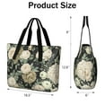 thumbnail image 3 of Tote Bag for Women - Pioneer Flower Shoulder Bag - Large Utility Work Duffle Bag with Zipper Handbag for Travel, Work, Sprots, 3 of 5