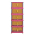 thumbnail image 3 of Aukfa 5 Tier Collapsible Storage Bins,20" Side Plastic Storage Cabinet with Wheels,Pink, 3 of 7