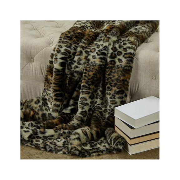 Plutus Wild Leo Faux Fur Luxury Throw 110"W x 96"L