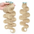 thumbnail image 6 of Benehair 100% Real Remy Human Hair Extensions Tape In Seamless Skin Weft Full Head Blonde Thick Body Wave Hair Thick 20 pcs 40pcs, 6 of 11