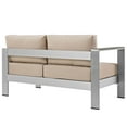 thumbnail image 3 of Silver Beige Shore Left-Arm Loveseat Outdoor Patio Aluminum Loveseat, 3 of 4
