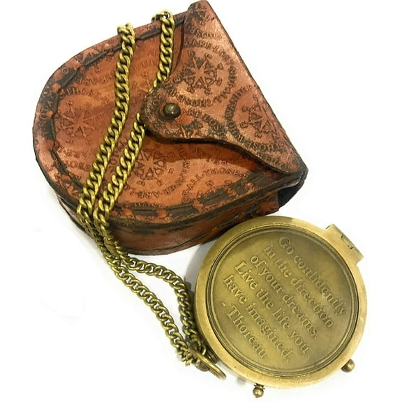 Roll over image to zoom in Brass Compass Thoreau's Go Confidently Quote Engraved Compass Personalized Gift for Camping, Hiking and Touring
