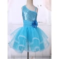 thumbnail image 3 of MSemis Kids Girls Sequins Flower Ruched Waist Tutu Ballet Leotard Dance Dress, 3 of 7