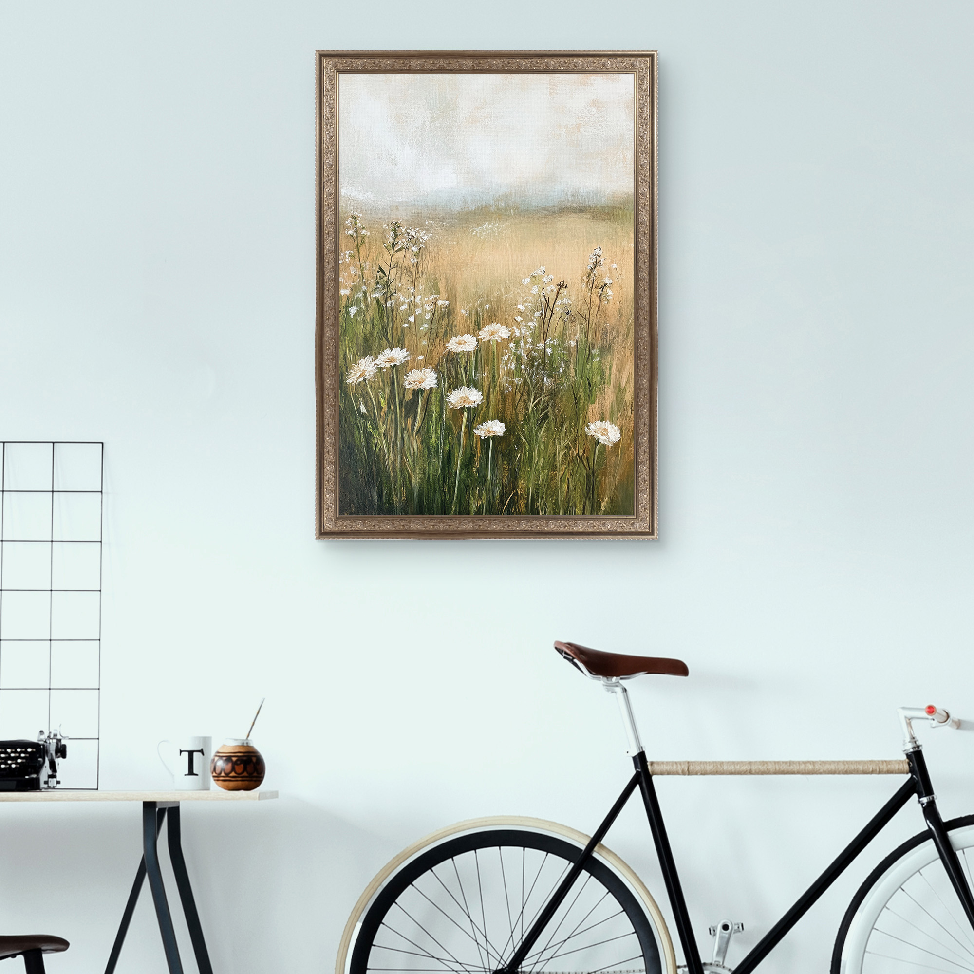 A Few White Flowers Framed Canvas