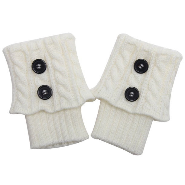 Qarigey 1 par de botas de ganchillo para mujer, puños de punto, botas, calcetines, calentadores de piernas de invierno, calcetines de mujer Ropa, zapatos y accesorios Miscelánea blanco Qarigey PS11893-02