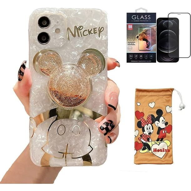Funda para teléfono Hosiss Cartoon Mickey Mouse para iPhone 12 de 6.1 pulgadas con soporte
