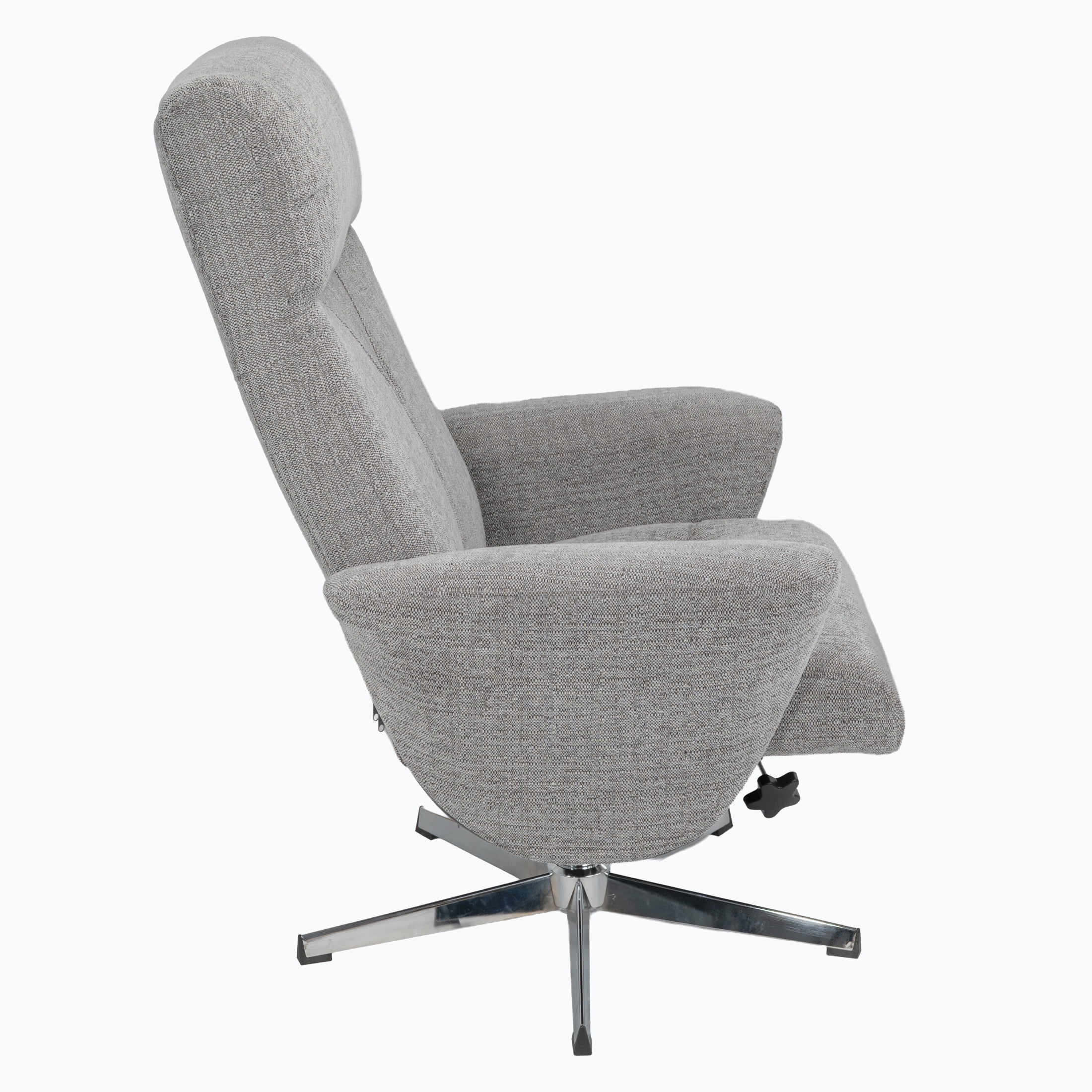 Noble House Modern Swivel Chenille Recliner with Ottoman, Ergonomic Manual Upholstered Lounge Chair, Light Gray